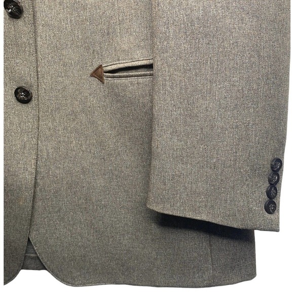 VTG 60s Rittels Western Wear Mens 42L Brown with Leather Trim Sport Coat - Picture 3 of 16